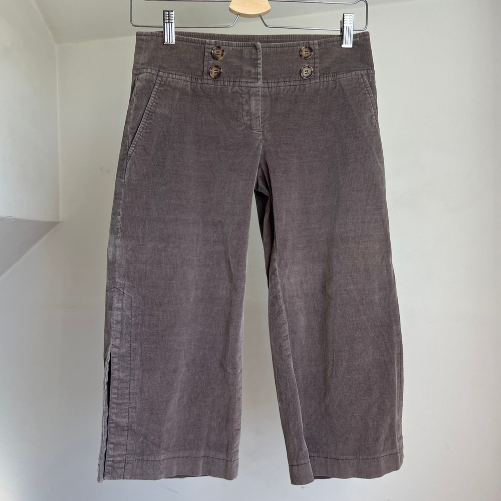 Vintage 90s Bebe Corduroy Capri Pants Brown Ultra Low Rise Cropped Hip Slung Y2K